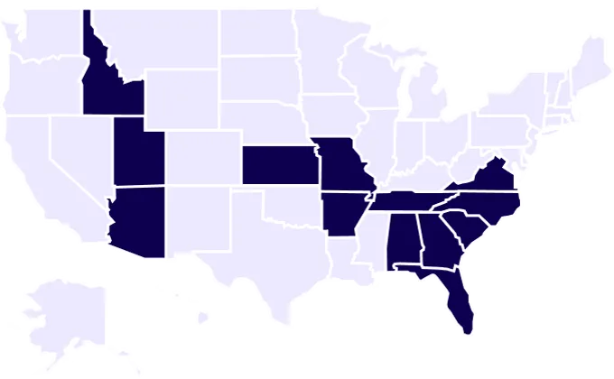 a map of the united states highlighting states with strong macroeconomic trends